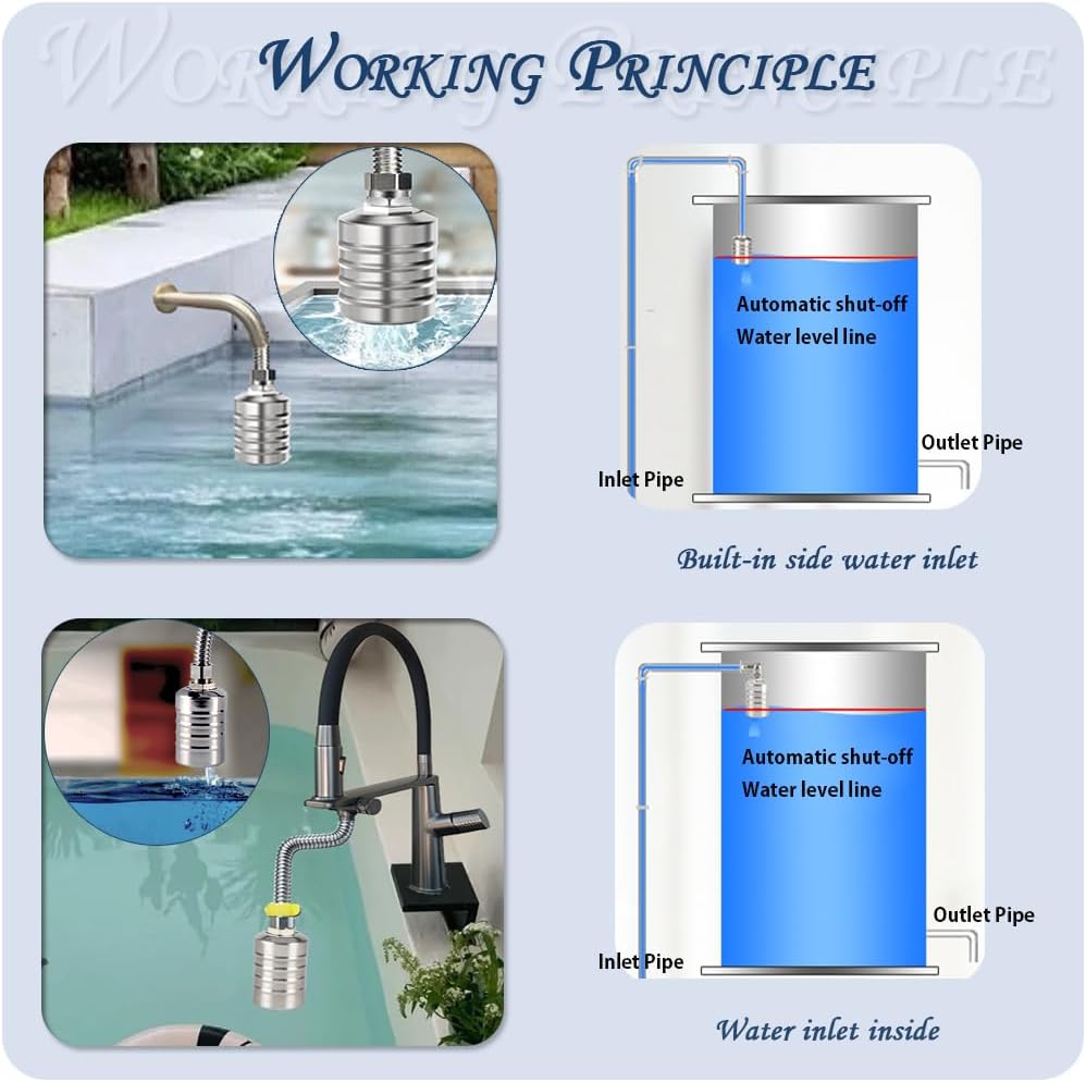 Float Valve,1/2" to 1'' water level control float valve, 304 Stainless Steel Fully Automatic water shut off valve