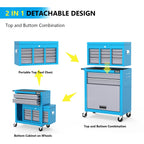 8-Drawer Rolling Tool Chest, Tool Storage Cabinet w/Lockable Wheels, Detachable Top, Drawers & Side Hooks, Mechanic