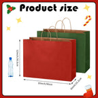 100 Pcs Christmas Gift Bags Red Green Kraft, 16 x 12 x 6 Inch