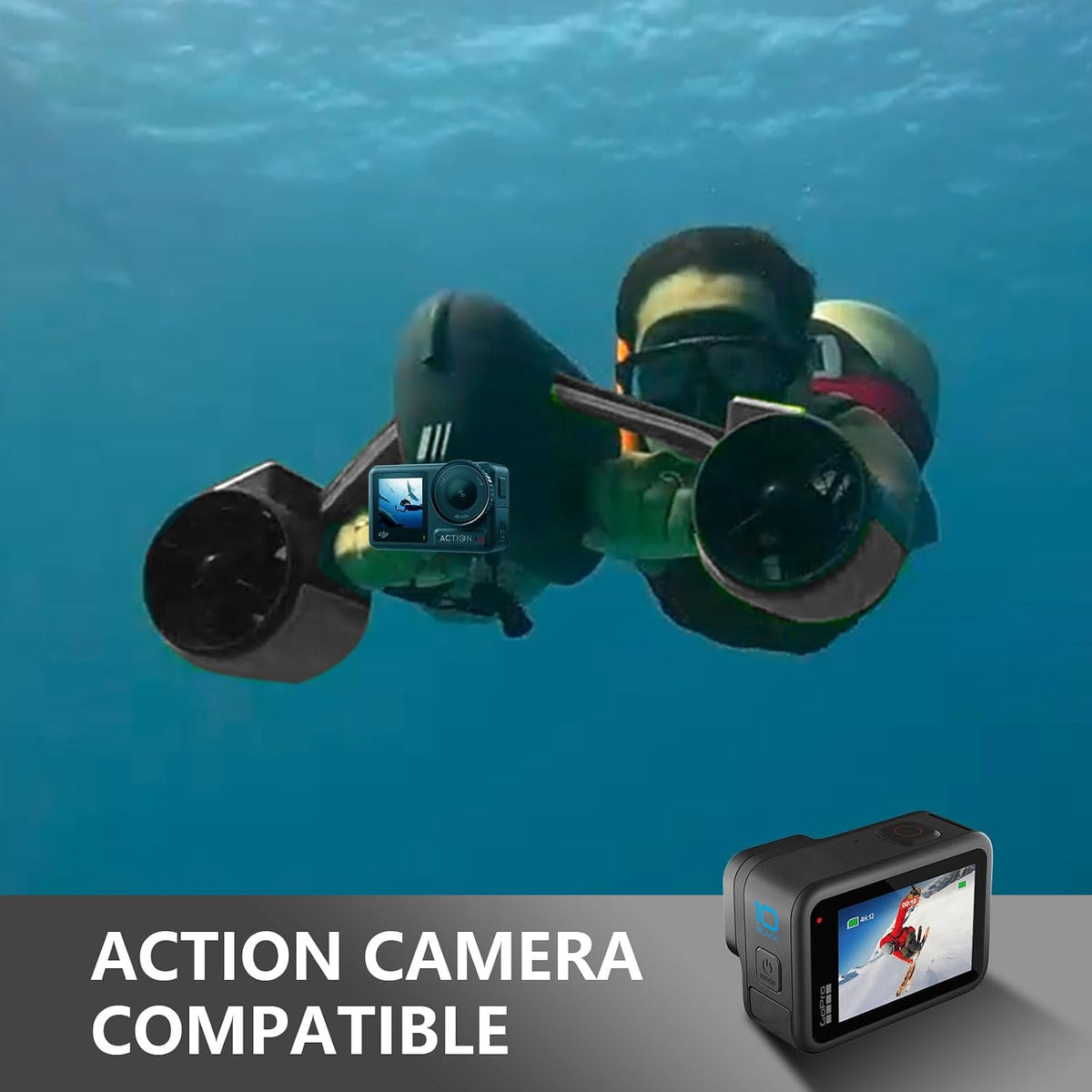 Underwater Scooter with Action Camera Mount, 45 Mins 26lbs Thrust 164ft Waterproof, Dual Motors Sea Scooter for Kids