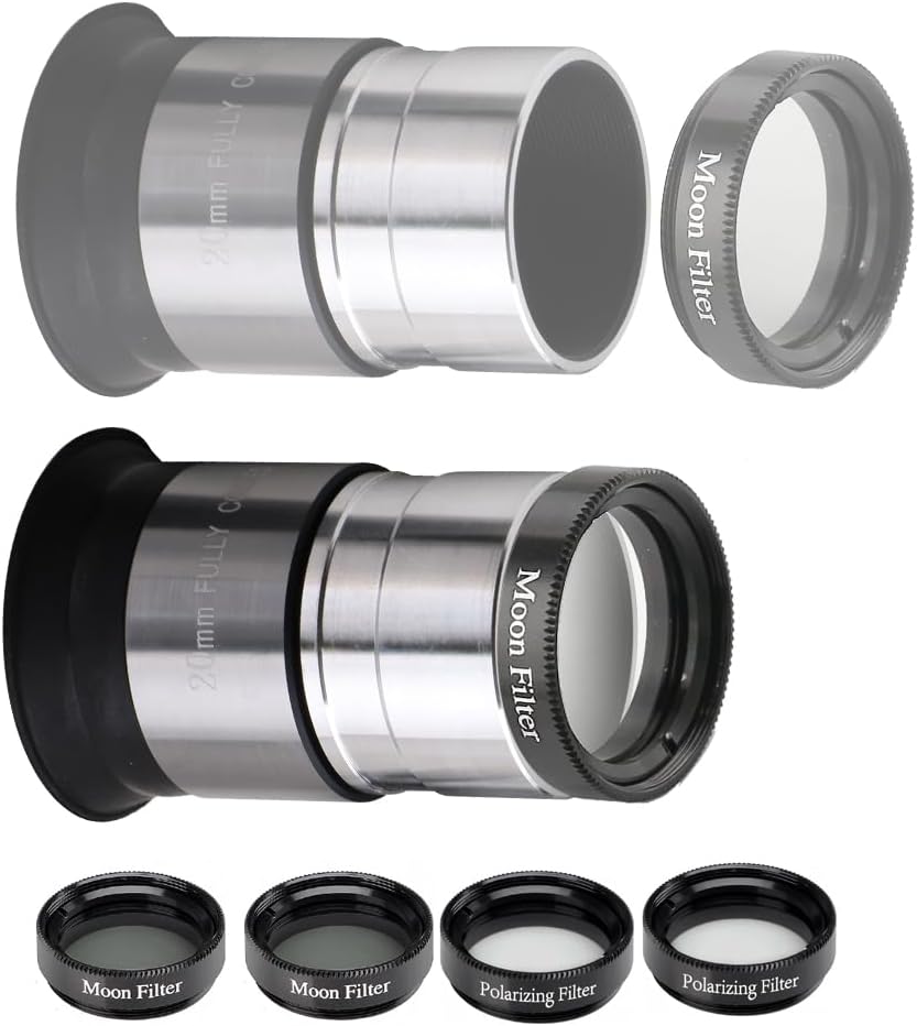 1.25-Inch Telescope Eyepiece Set with Barlow and Filters | Multi-focal eyepiece kit; fully multi-coated optics