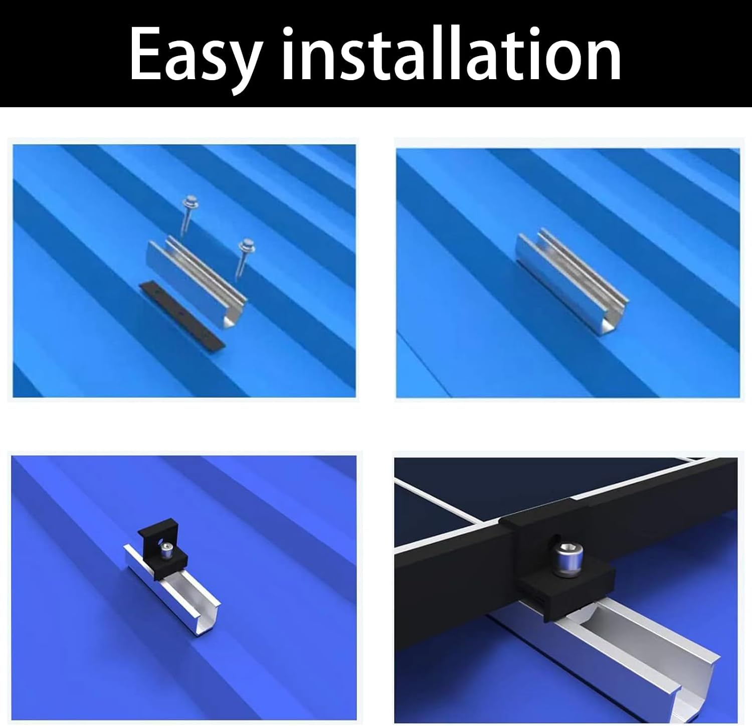 Solar Panel Mounting Brackets for Roof, Aluminum Solar Rails | Solar Panel Mounting Kit For 4 Panels, Included 10 X