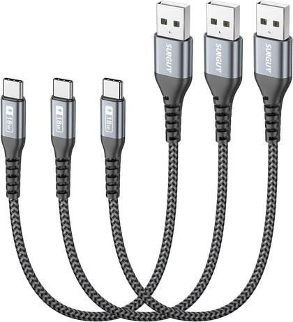 USB C Cable 1FT [3Pack], 3A USB A to USB C Fast Charging Cable Data Transfer Braided Compatible with iPhone 17/16/15