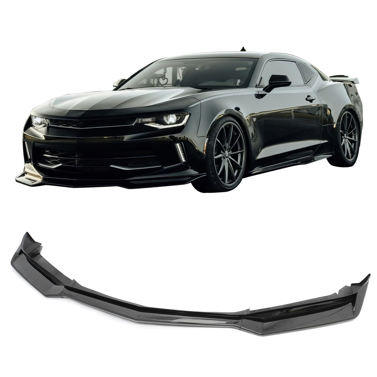 Fit 2016-2018 Chevrolet Camaro LT & RS Front Bumper Lip Carbon Fiber Print