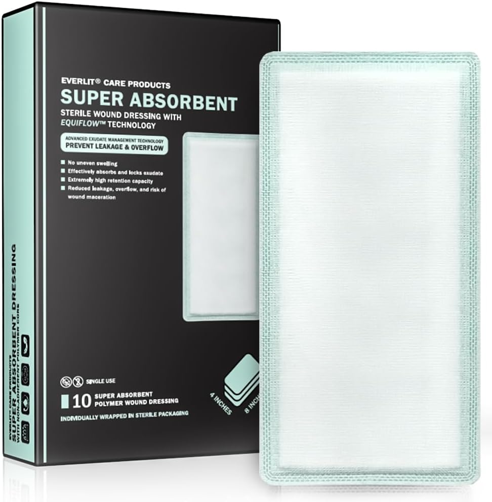 EquiFlow Super Absorbent Dressing for Heavily Exuding Wound | Fast-Absorbing Non-Adhesive Polymer Dressing with
