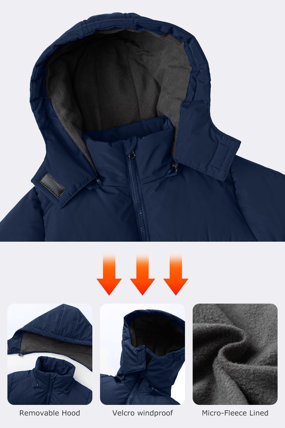 Boys Winter Coat Boys' Thick Puffer Jackets with Removable Hood Warm Quilted Coats Big Boys