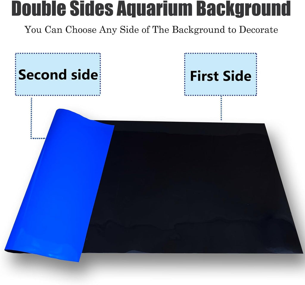 Aquarium Background for Fish Tank Wallpaper Black Blue Poster 16x33 in