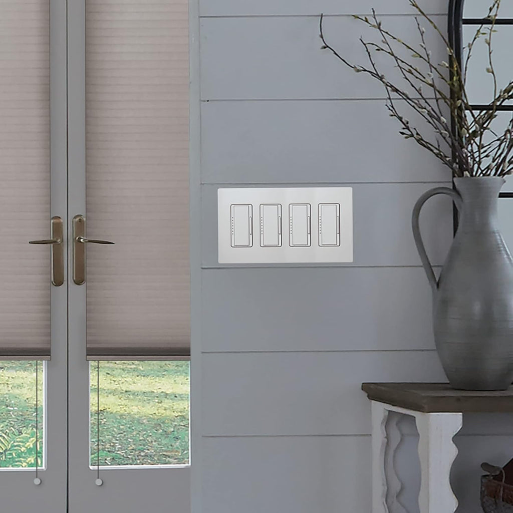 Lutron Claro Light Switch Cover Plate, 4 Gang Wallplate, Gloss