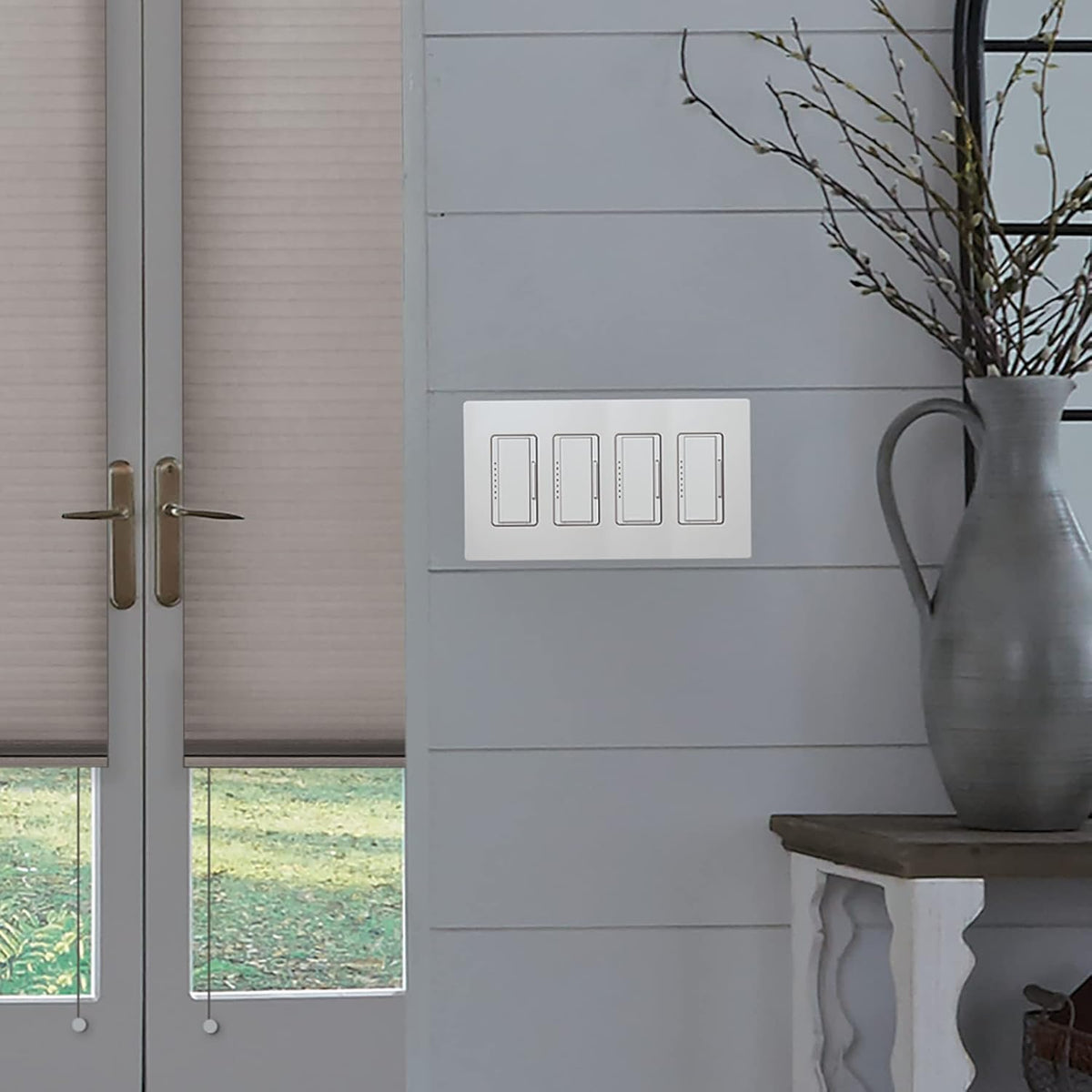 Lutron Claro Light Switch Cover Plate, 4 Gang Wallplate, Gloss