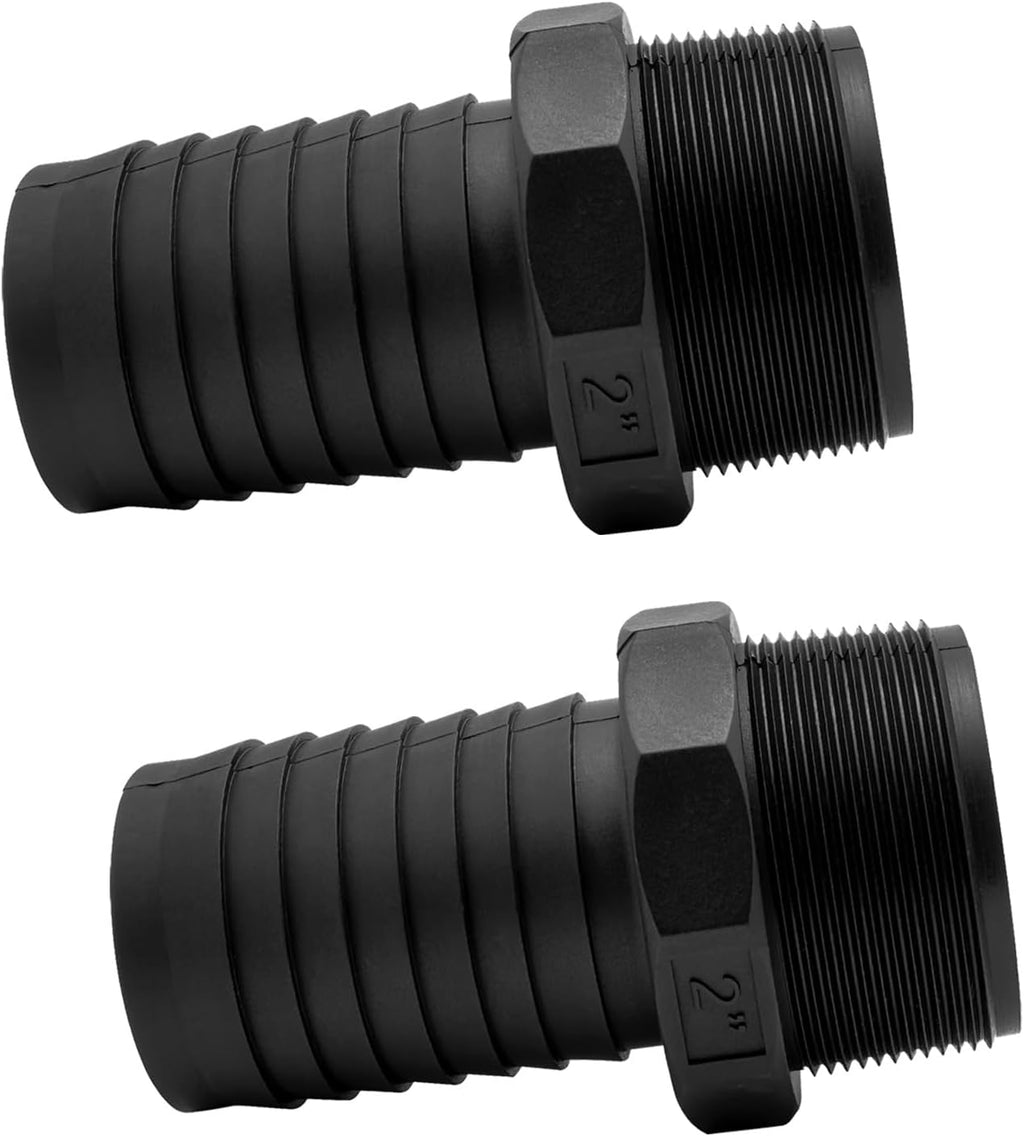 2 pcs 2" Barb x 2" NPT Male Connector, Plastic Hose Barb Fitting
