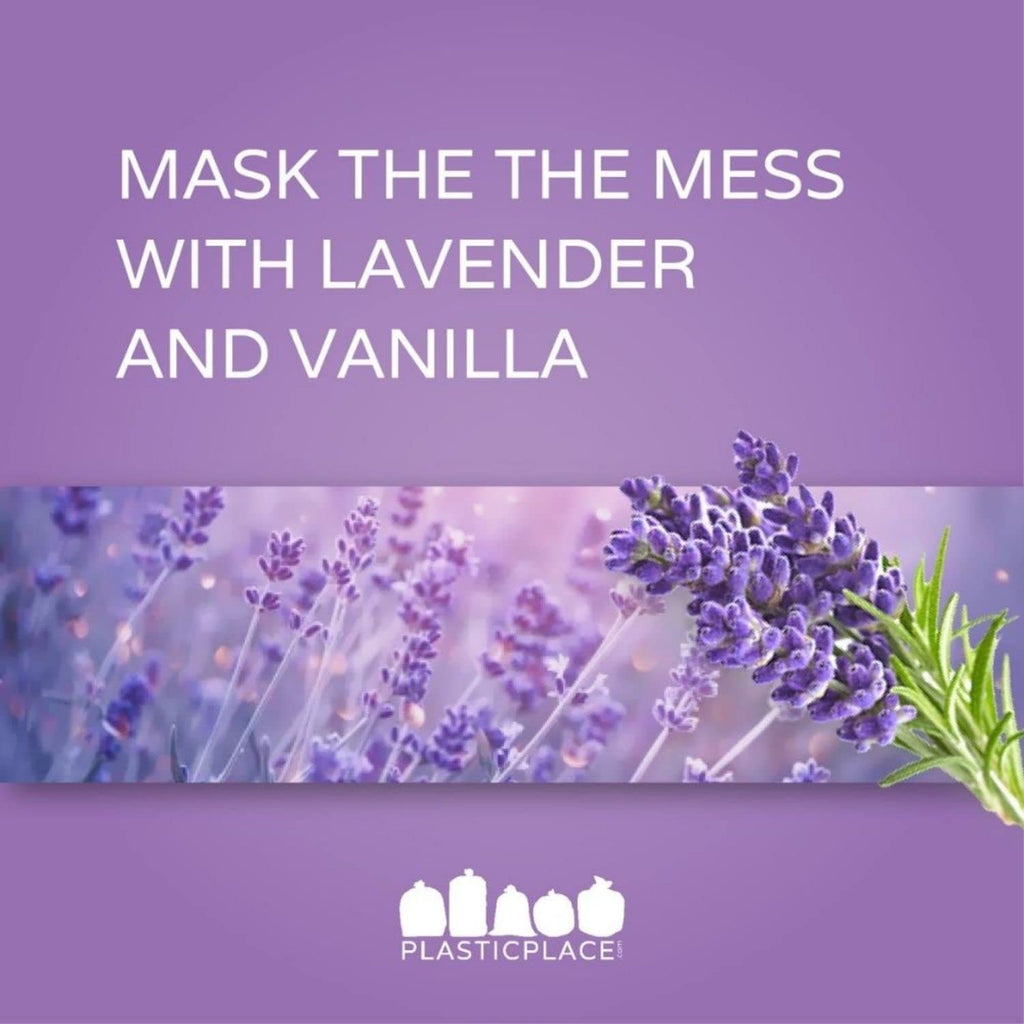 White Drawstring Lavender and Soft Vanilla Scented Garbage Can Liners │ Compatible with Code Q (200 Count) │ 13-17