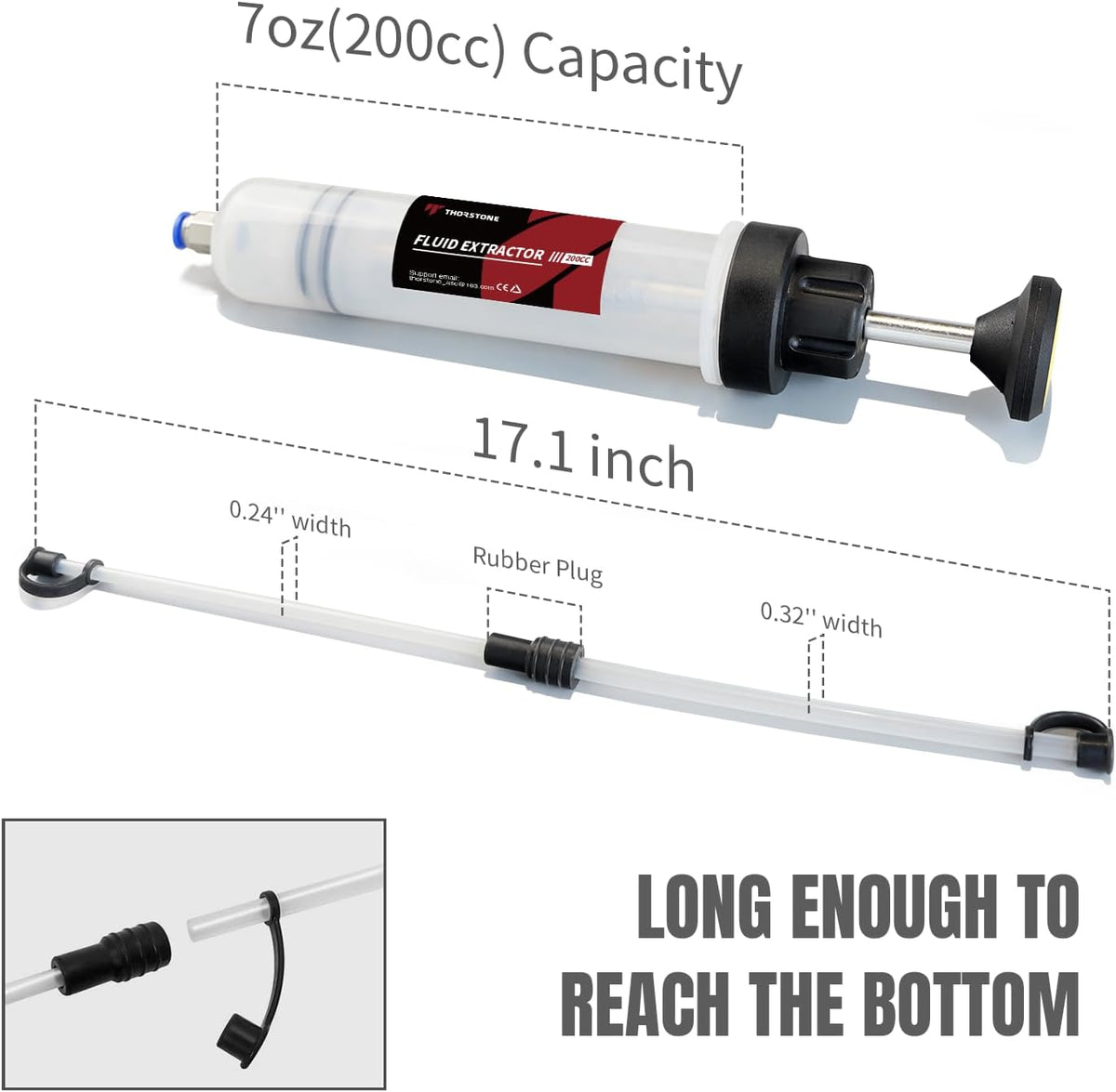 Thorstone 200cc Fluid Extractor Pump with 2pcs 22cm PVC Suction Tubes