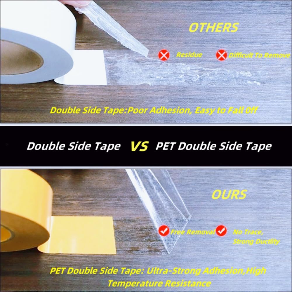 Ultra Thin Double Sided Tape Heavy Duty ,2" x 66FT(20m) - 0.125mm Thick Clear Strong Adhesive Two Sided Stick Tape