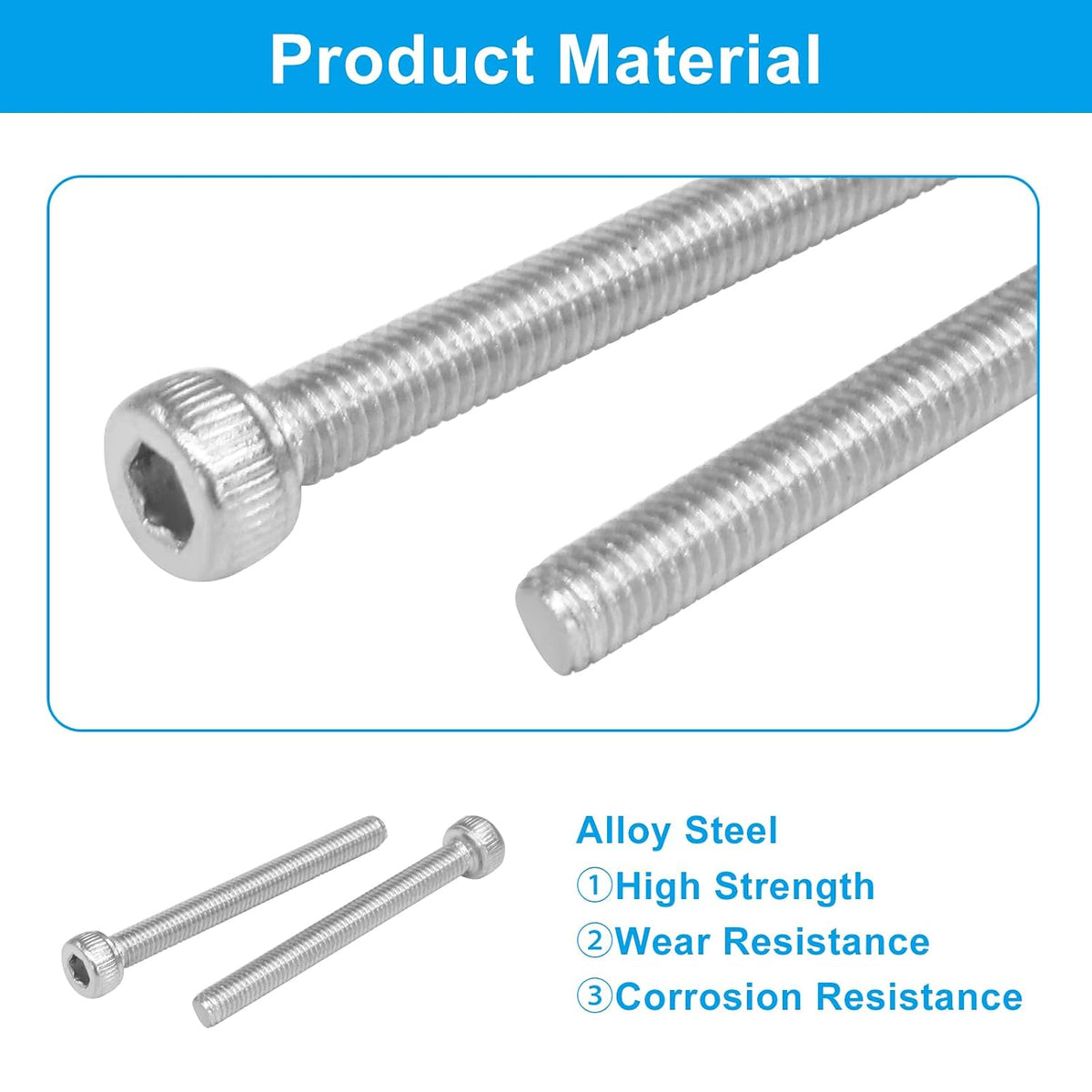 M3 x 30mm Hex Socket Head Cap Screws Bolts, Silver