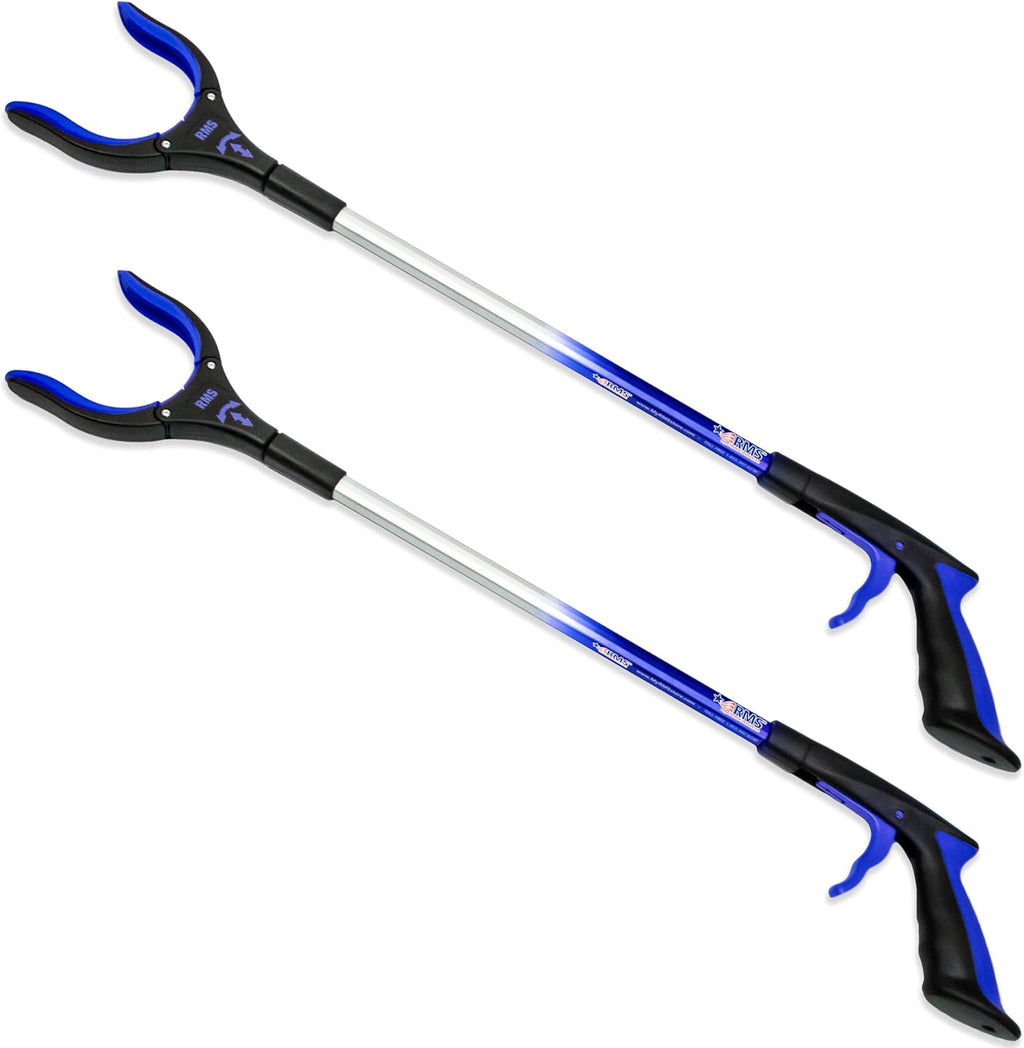 2-Pack 32 Inch Extra Long Grabber Reacher with Rotating Jaw - Mobility Aid Reaching Assist Tool (Blue)