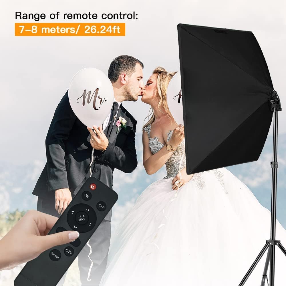 【Upgrade LED】 MOUNTDOG Softbox Lighting Kit, Photography Studio Light with 19.7"X27.5" Reflector and 3 Colors