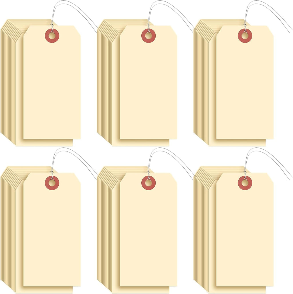 1000 Pcs Blank Manila Shipping Tags with Wire 4 3/4" x 2 3/8"