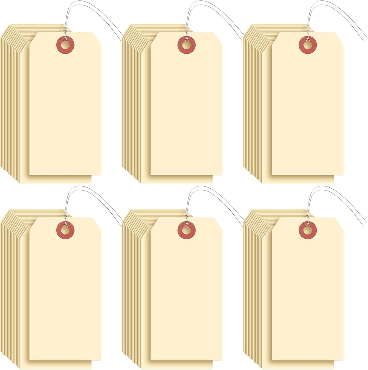 1000 Pcs Blank Manila Shipping Tags with Wire 6 1/4" x 3 1/8"