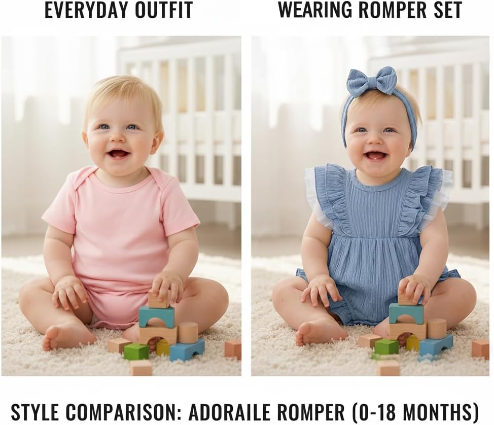 Ruffle Bubble Romper for Baby Girl | One-Piece Shorts Jumpsuit | Summer Outfit & Dress for Infants 0-18M