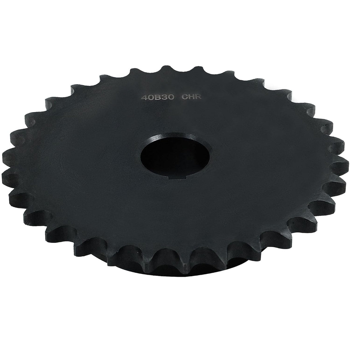 CHR #40 Roller Chain Sprocket, 30 Tooth, 1/2" (12.7mm) Pitch, 1" (25.4mm) Bore, 1/4" (6.38mm) Keyway, Carbon Steel, B-Type Hub, 5.04" (128mm) OD - ISO 9001-2000 Certified