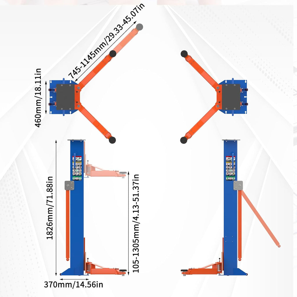 Portable Two Post Car Lift 8000 LBS Capacity, 220V Electric Lock, Movable Garage Car Lift for Home Garage & Workshop