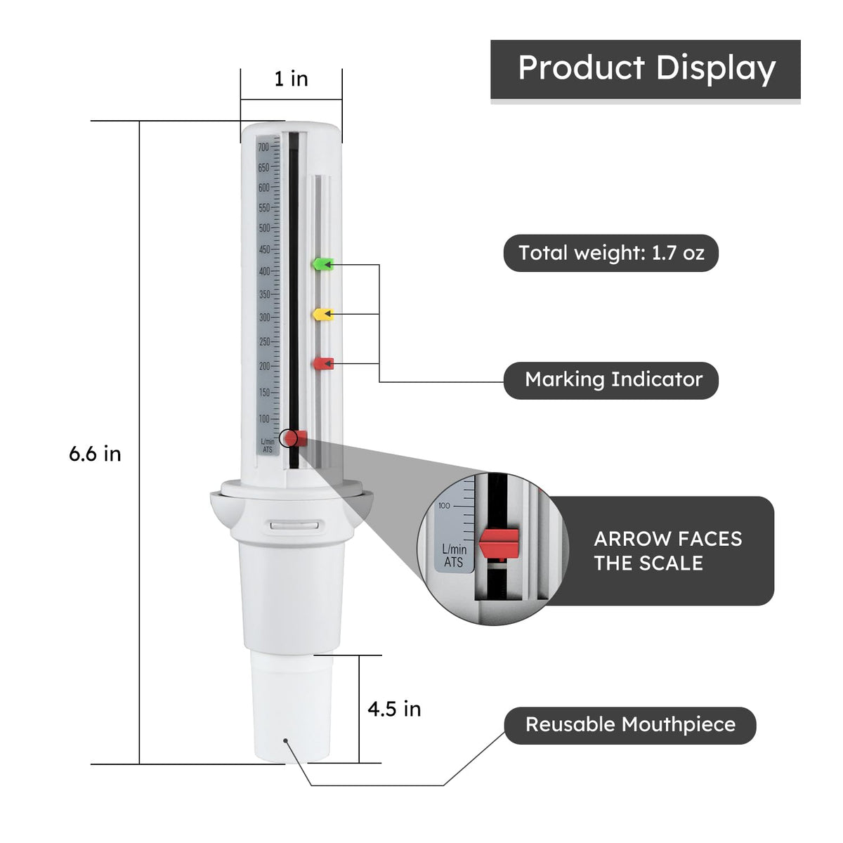 Mechanical Peak Flow Meter | PEF Tester - Track & Monitor Peak Expiratory Flow Changes