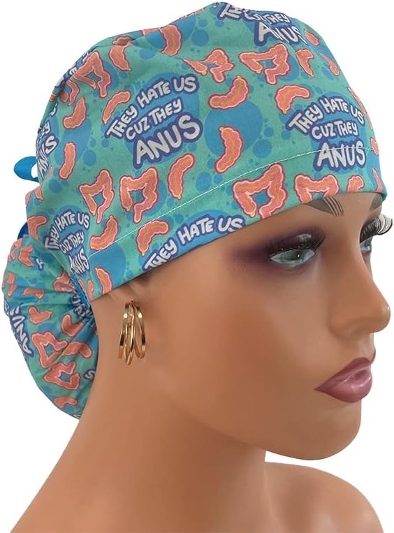 Ponytail Medical Scrub Cap. They Hate Us Because They Anus | Dr. Hats - Nurses Hats Black