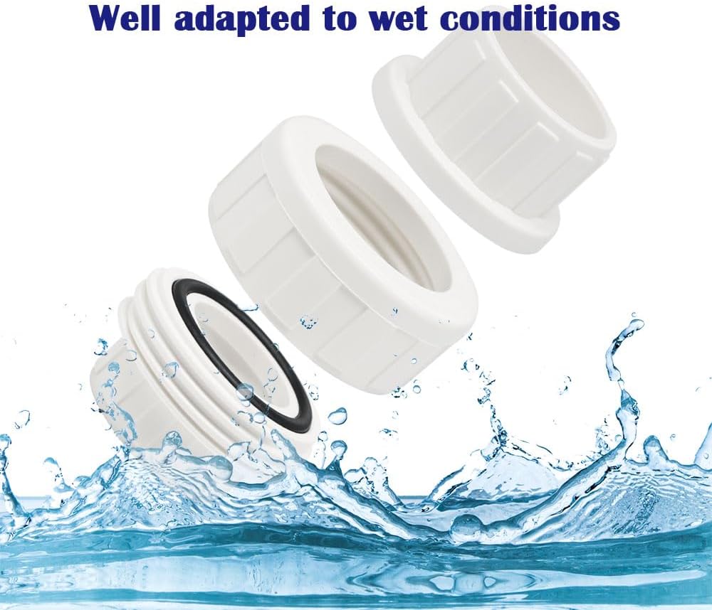 1PC 2 Inch White PVC Union Coupling Pipe Fitting with EPDM O-Ring Socket to Socket 2" PVC Pipe Adapter Coupling SCH40 HE065-2