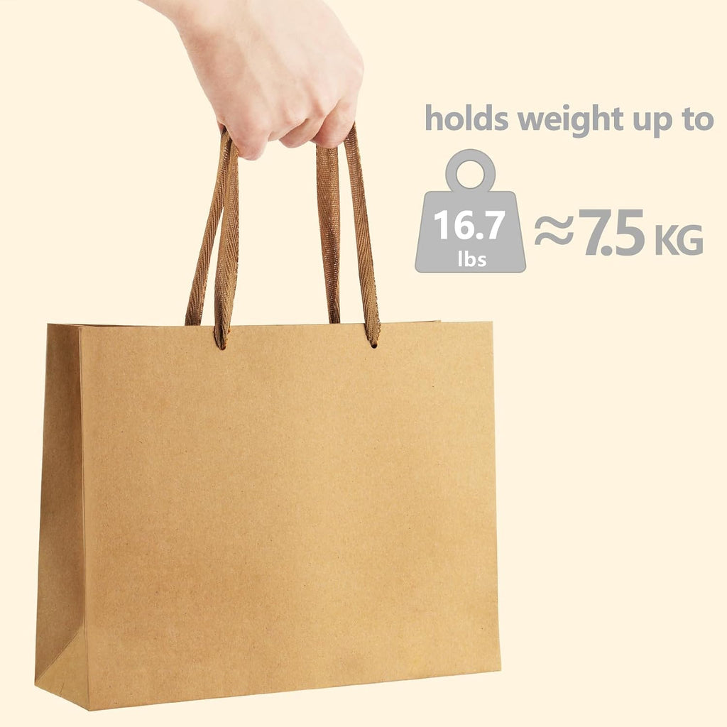 Brown Gift Bags with Handles 16x6x16 Inch Extra Large 24 Pack XL