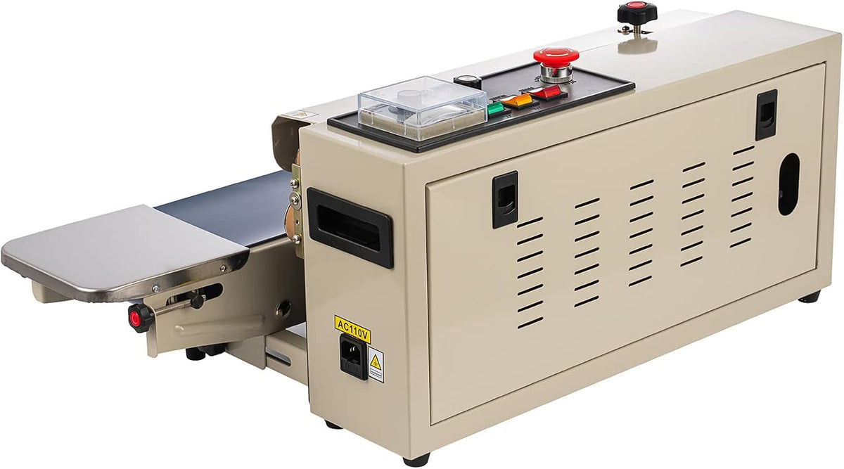 Continuous Band Bag Sealer FR900 Adjustable Speed/Seal Width and Temperature Auto Continuous Sealing Machine for