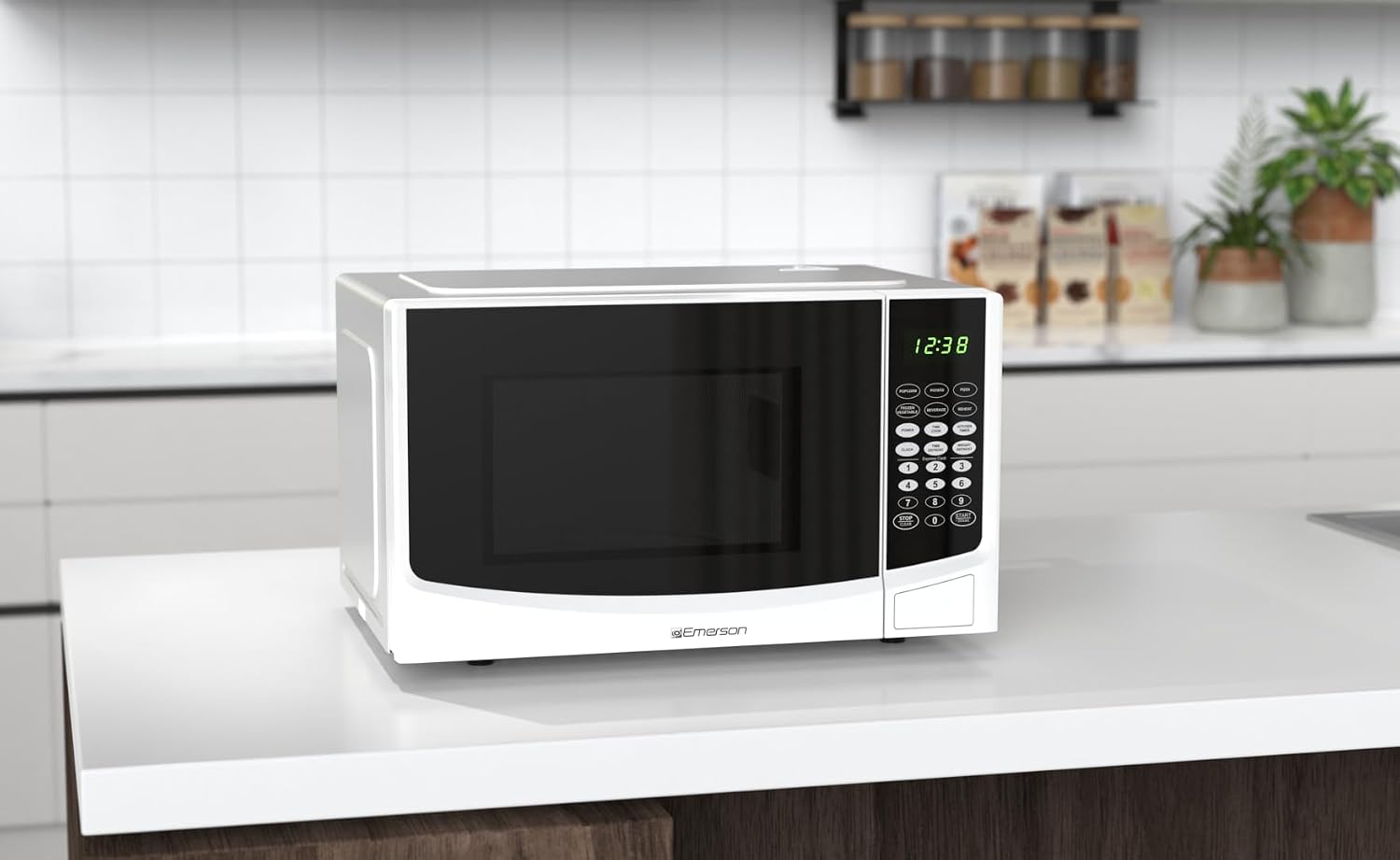 0.9 Cu. Ft. Compact Countertop Microwave Oven with Touch Control, LED Display, 900W, 6 Auto Menus with Removable