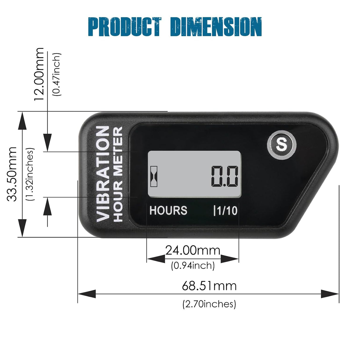 Runleader RL-HM016B Digital Vibration Activated Hour Meter (Black)
