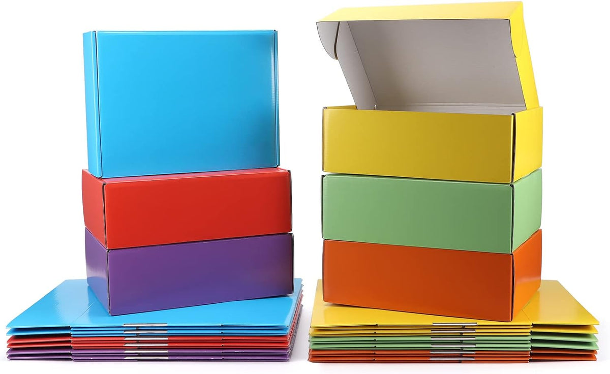 18 Pack 12x9x4 in Cardboard Shipping Boxes, 6 Colors Gift Box
