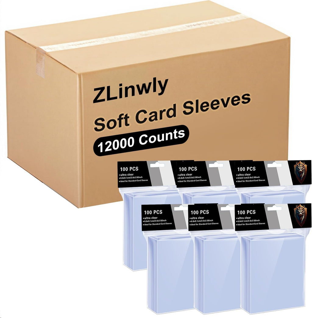 12000 Counts Card Sleeves for Trading Cards,Soft Penny Card Sleeves,Clear Plastic Standard Size Card Protectors for