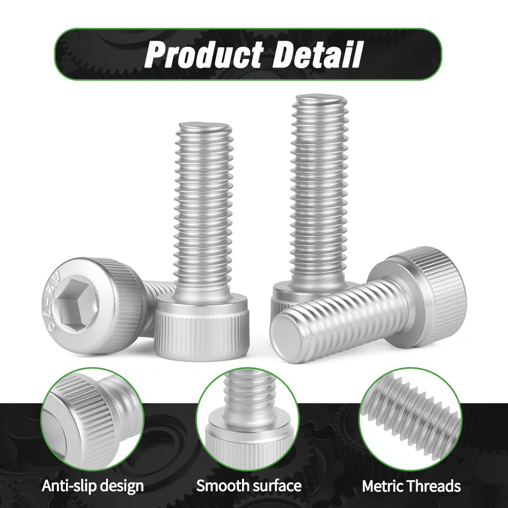 200 Pcs M3 x 10mm Hex Socket Cap Head Screws Bolts - 304 Stainless Steel