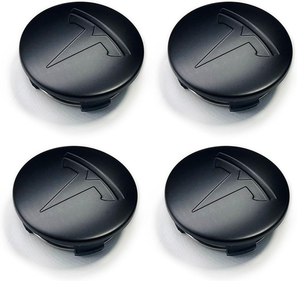 Wheel Center Hub Cap Kit with Tesla Emble Brand Center Caps for Model 3 Model Y with 20 Lug Nut Covers (4PCS) (Matte