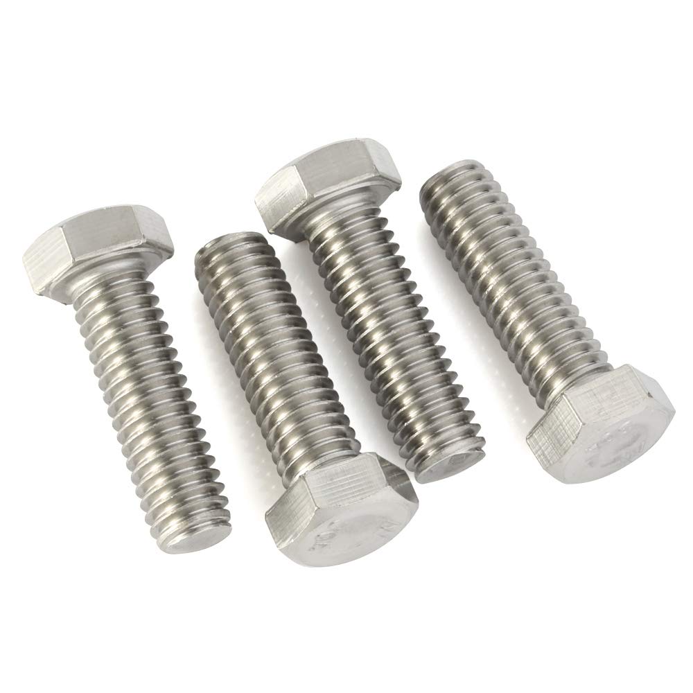 Mellewell 3/8-16 x 2 Hex Head Screw Bolt, Fully Threaded, Stainless Steel 18-8, Plain Finish, Quantity 8