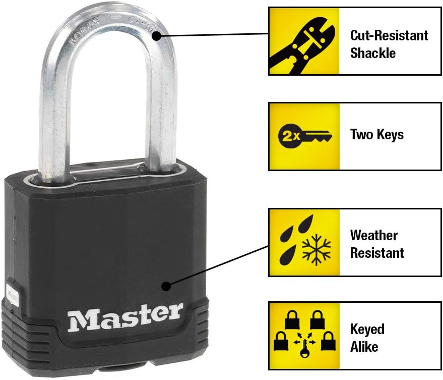 Magnum Outdoor Padlock, Heavy-Duty Keyed Lock, 4-Pack, M115XQLF | 1-7/8-inch Weather Resistant Lock Protects Outdoor