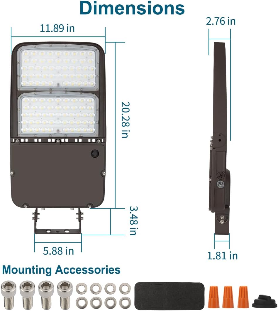 LED Parking Lot Light 300W/240W/200W Adjustable with Dusk to Dawn