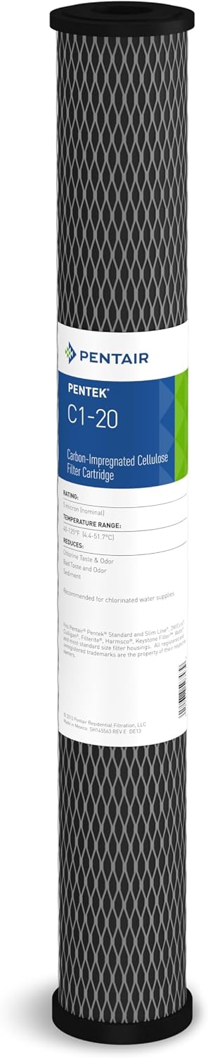 Pentair Pentek C1-20 Dual-Purpose Carbon Cellulose Water Filter, 5 Micron