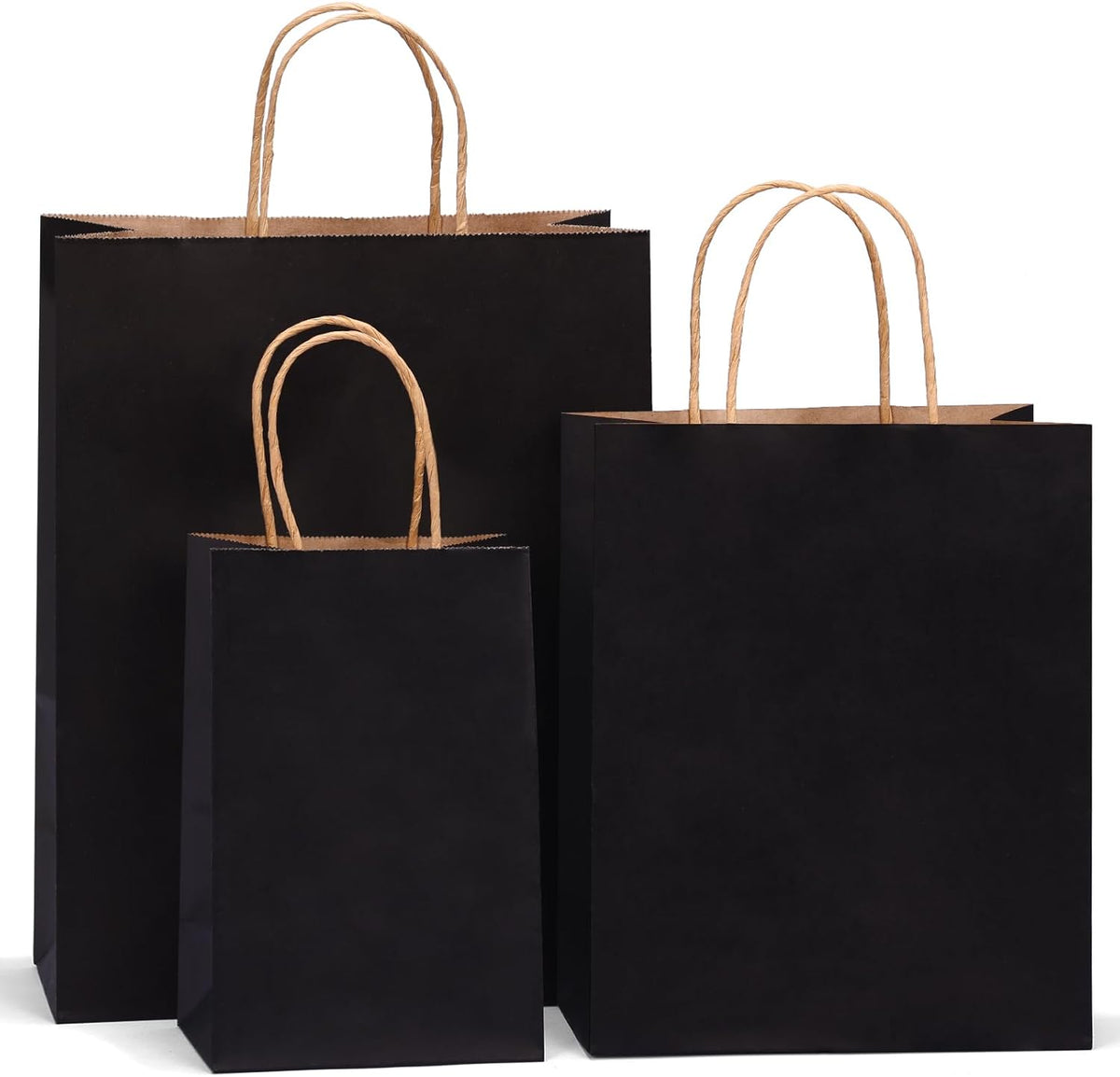 100pcs Black Paper Bags with Handles Bulk, Gift Bags Assorted Sizes