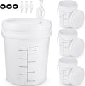 4 Pcs White 6.5 Gallon Fermentation Bucket with Twin Bubble Airlock Grommets Lid Brewing Wine Fermenter Fermentation
