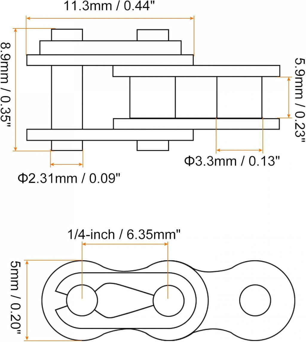 uxcell 16Pcs #25 Chain Master Connector Link Roller, 1/4" Pitch Carbon Steel, Standard Connecting Split Links for 04C Chain