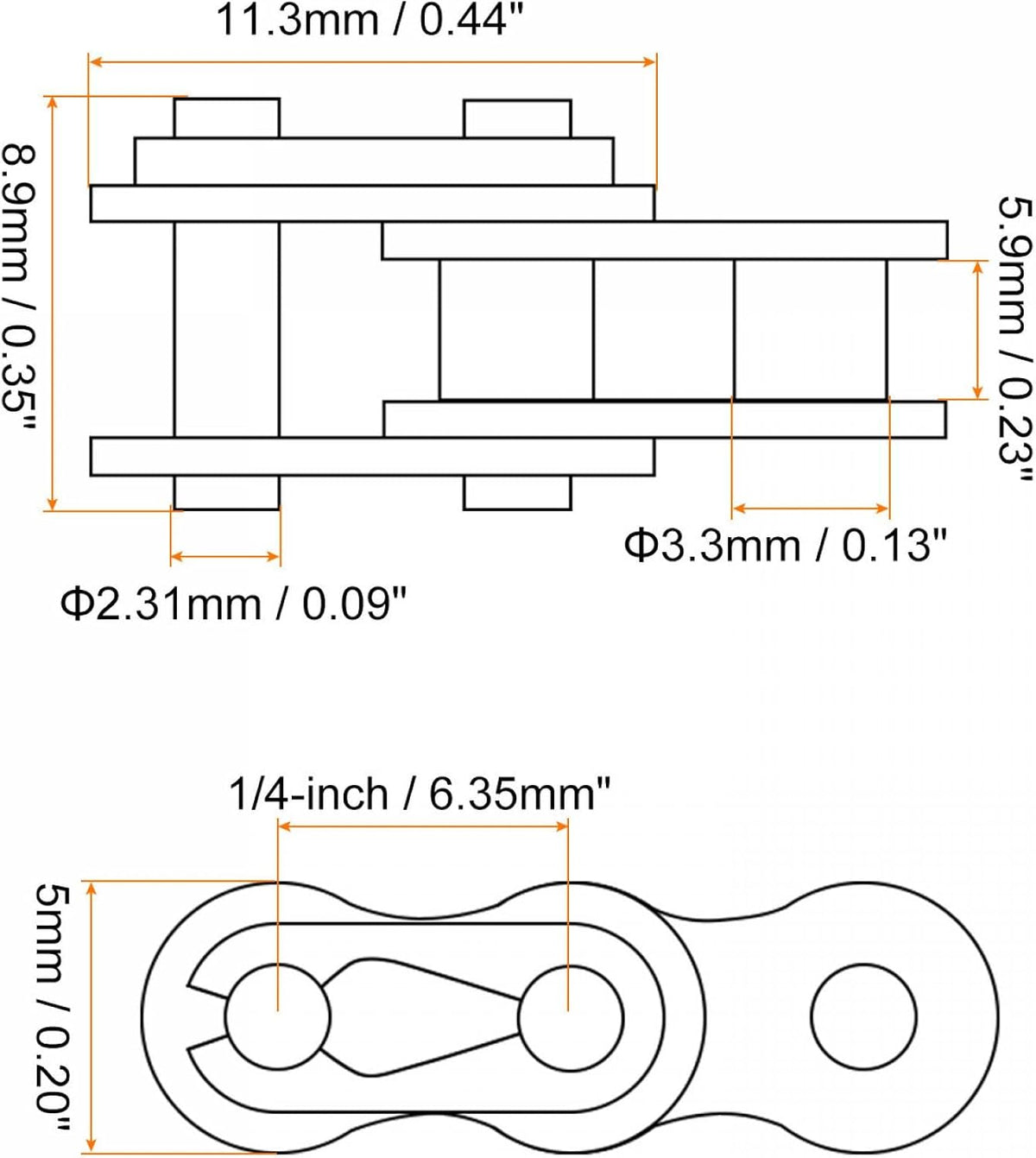 uxcell 16Pcs #25 Chain Master Connector Link Roller, 1/4" Pitch Carbon Steel, Standard Connecting Split Links for 04C Chain
