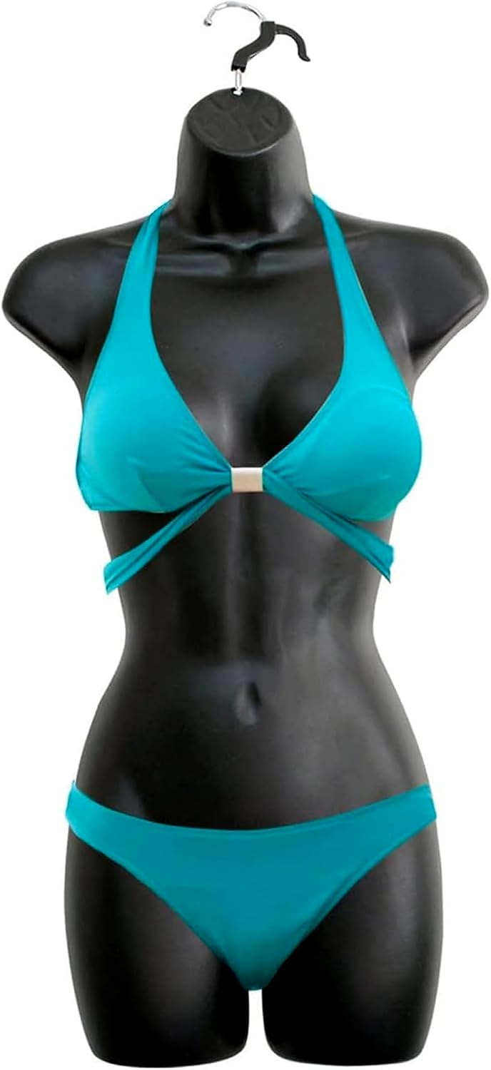 Female Mannequin Hip Long Torso Hollow Back Body Stackable Dress Form with Hanging Hook for Tshirt Display
