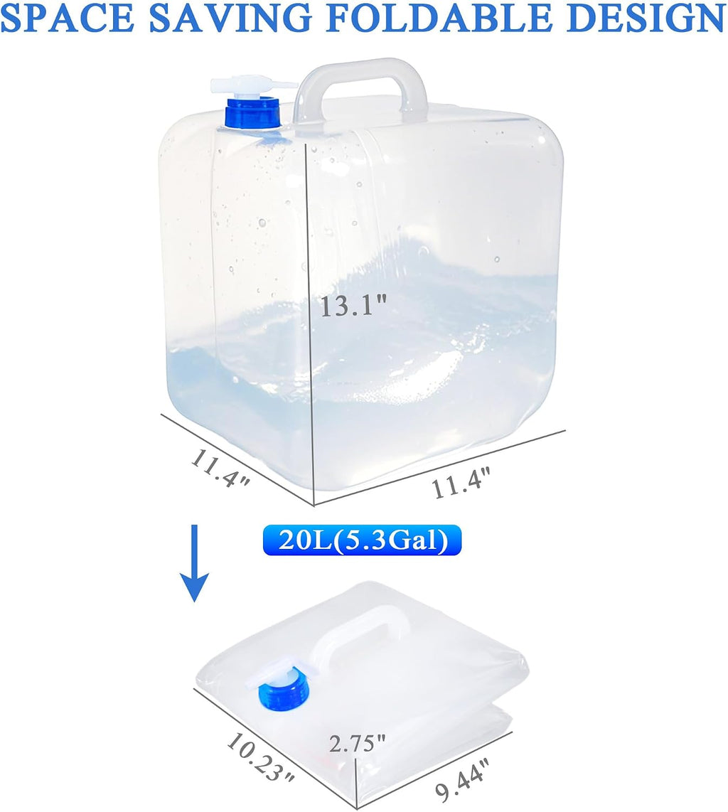 Collapsible Water Container with Spigot & Hook, BPA Free Water Jug, Foldable Carrier Bucket, Water Storage Container