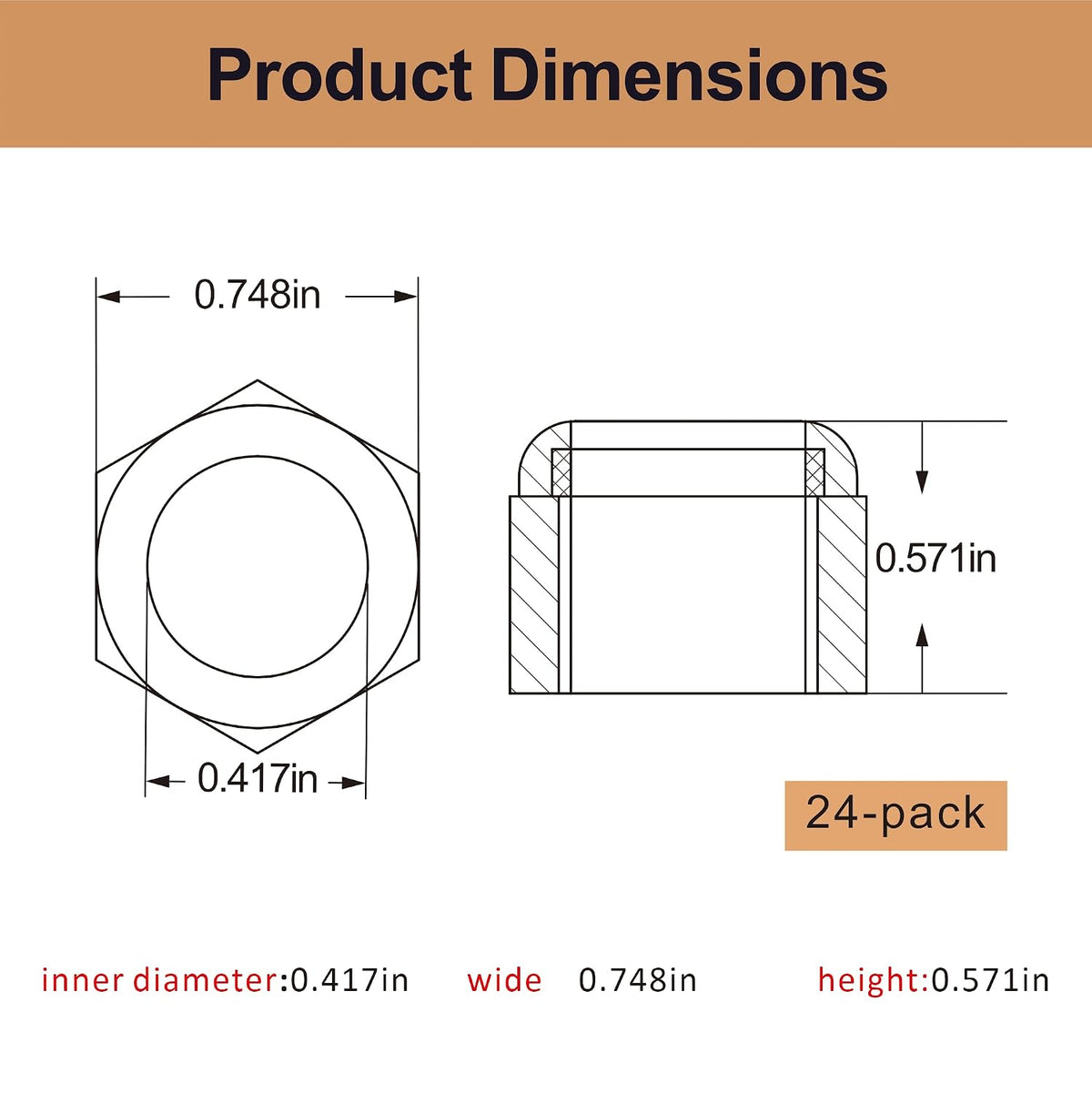1/2-13nut, Nylon Lock Nuts 24 PCS