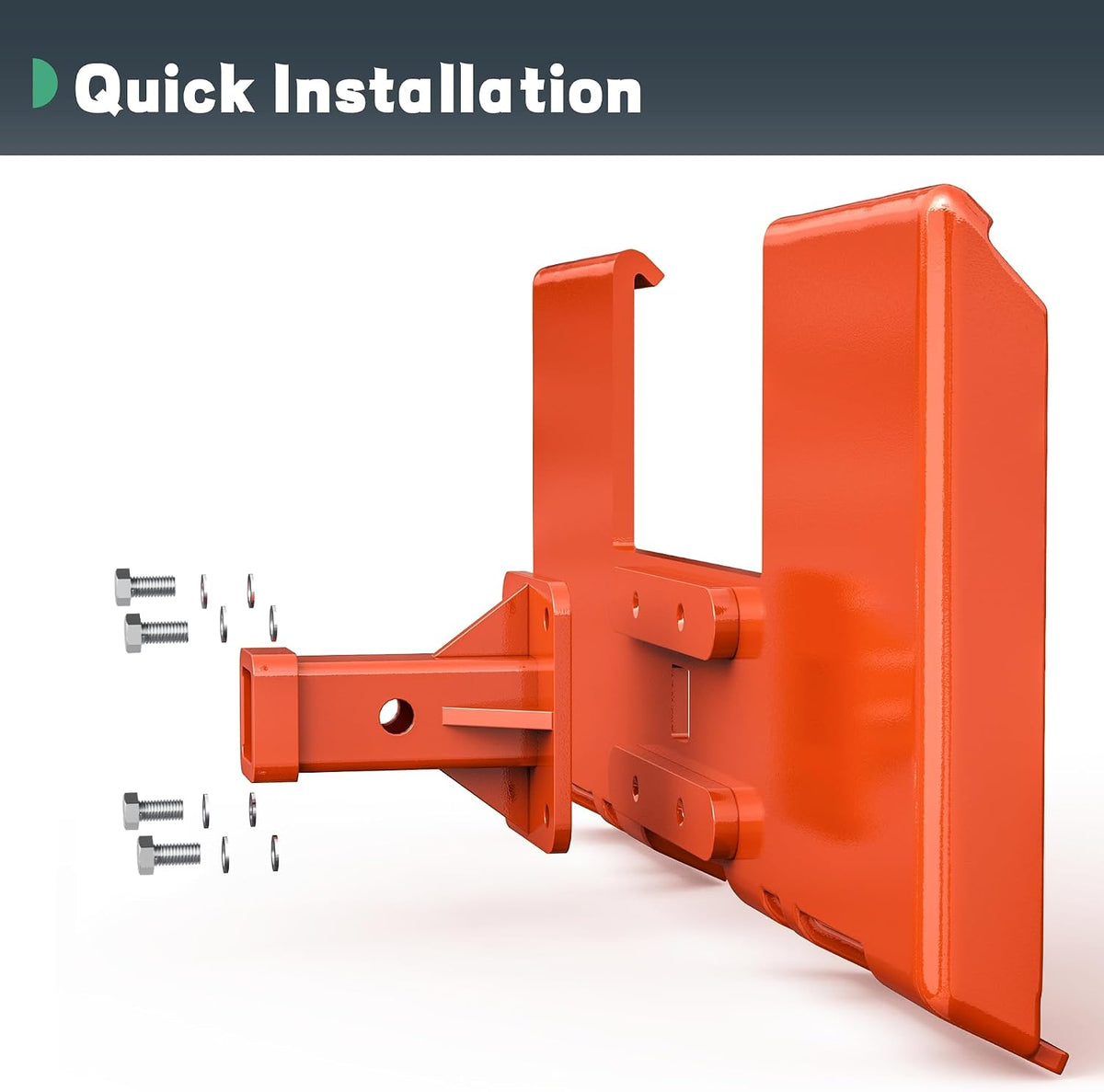 3/8" Skid Steer Mount Plate with Removable 2" Receiver | Thick Skid Steer Plate Attachment, Universal Skid Loader