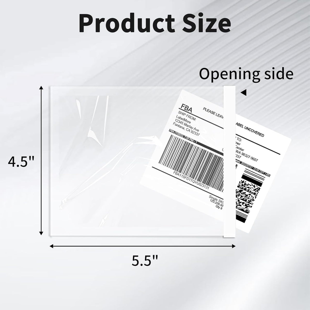 4.5" x 5.5" Clear Adhesive Top Loading Packing List/Shipping Label Envelopes (100 Pack)