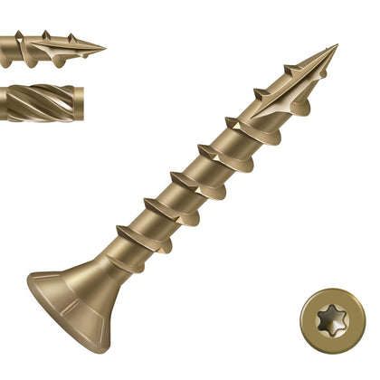 Deck Screws #8 x 1 Inch Heavy Duty Exterior Wood Screws,Torx Drive Head Deck Screw Bronze Rust Resistant Epoxy